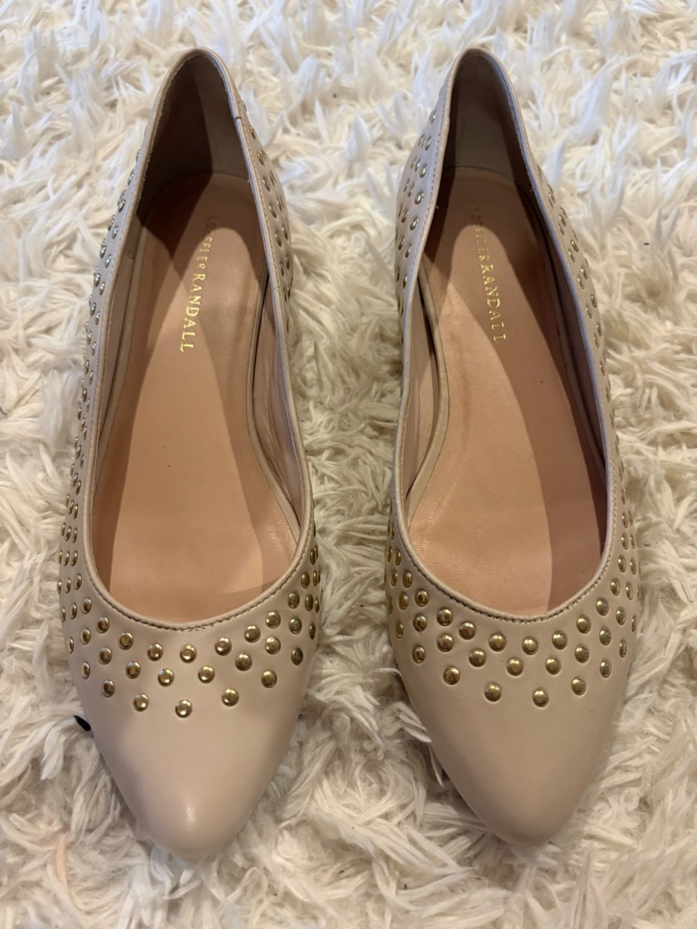 Loeffler Randall pink  Studded Pointed-Toe Flats 9.5